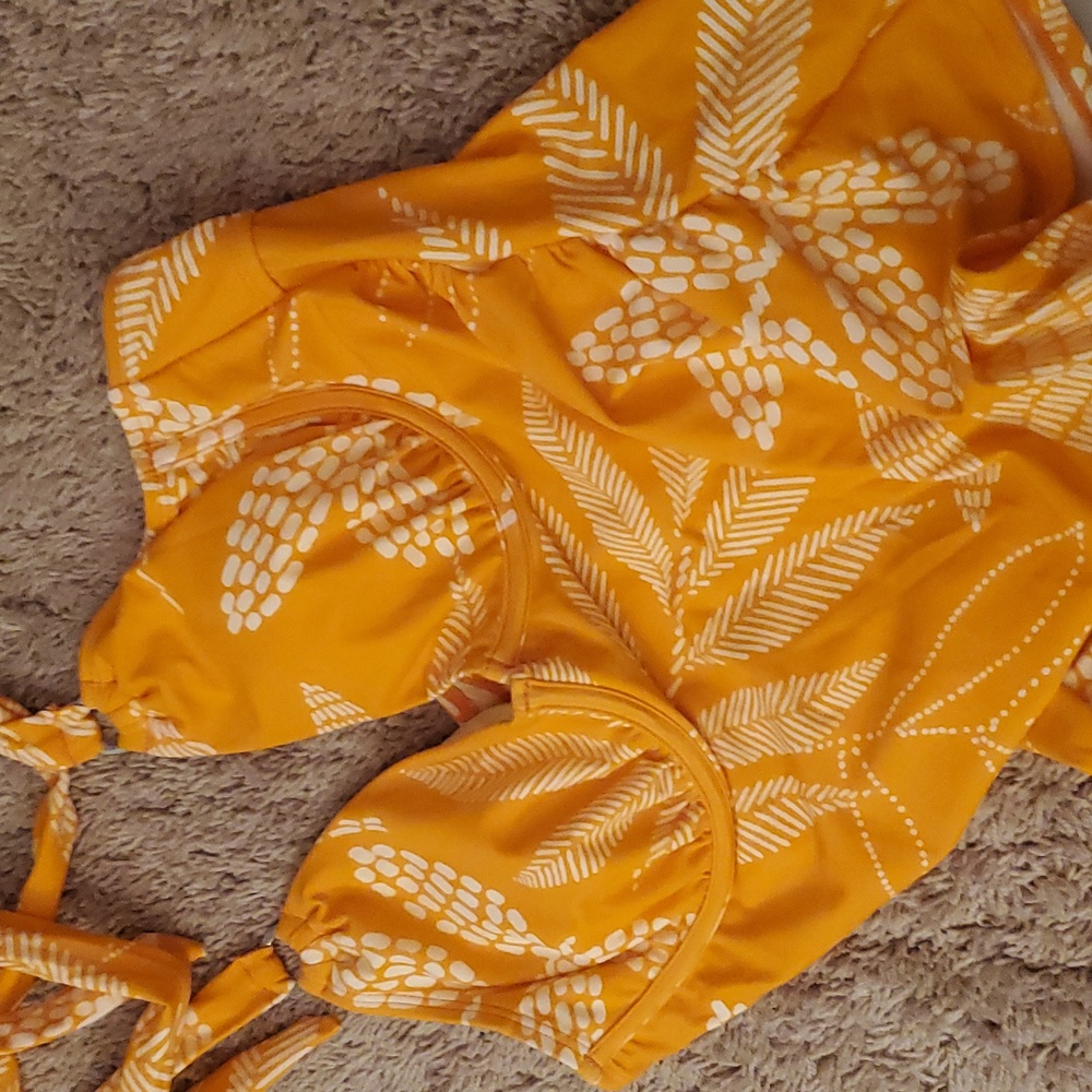 NWT & Bag Cupshe Orange Tropical Tankini Swim Suit W/ Underwire- TOP ONLY - Sz M - Picture 5 of 5
